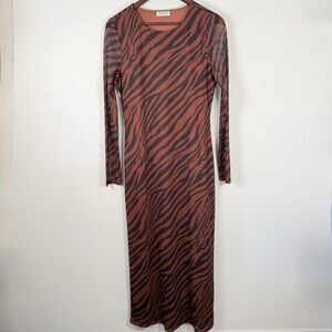 Vestique Maxi Dress Animal Print Body on Brown Black Womens‎ Large